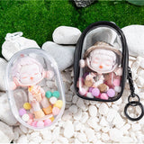 elvesmall 10CM Doll Display Storage Bags Transparent Doll Organizer Boxes Plush Doll Storage Pouches Clear Keychain Wallet Bag Mystery Box