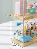 elvesmall  Clear Door Dust-proof Storage Box for Anime Q Version Figure Model Toy Doll Collectible Display Organizer Display Case For Dimoo
