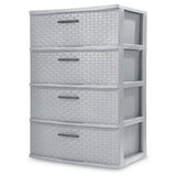 elvesmall Storage Box Organizer 4 Drawer Wide Weave Tower White/Espresso/Cement Optional