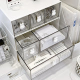 elvesmall Kawaii Ins Organizer Desktop Drawer Free Combination Storage Box Plastic Hairpin Makeup Cosmetics Desk Storage Organizer Rack