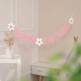 elvesmall Little Daisy birthday flag Baby's first birthday party decoration props felt party layout pink banner