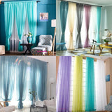 elvesmall Free Customization Sheer Tulle Curtains Shading Heat Insulation Pure Color Rod Pocket for Bedroom Living Room Voile Window