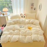 elvesmall Stripe Style Bedding Set Duvet Cover Pillowcase with Bedsheet Soft Bed Linen Sets Four-Piece Set for Home