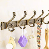 elvesmall New Antique Relief Wall Mounted Coat Hook 5-row Clothes Hooks Behind-door Bag Key Storage Rack Bathroom Towel Rack 2023