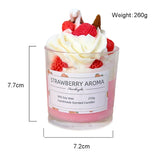 elvesmall Strawberry Candles Fake Dessert Scented Candles In Jars Food Candles for Coffee Shop House Decoration Aromatic Home Decoration