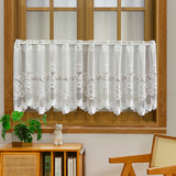 elvesmall 1PC White Lace Floral Short Curtain for Kitchen Window Sheer Drape Cabinet Dustproof Home Decoration #E