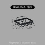 elvesmall Bathroom Storage Rack Kitchen Organizer Shelf Black Shelves Corner Frame Iron Shower Punch Free Mounted Caddy Rack