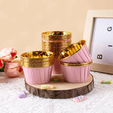 elvesmall  25/50pcs Foil Cupcake Liners Heat Resistant Aluminum Cake Cups Round Baking Cups with Lids Kitchen Wedding birthday Party Supply