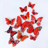 elvesmall  12pcs/set 3D Double-layer Butterfly Wall Stickers with Magnet PVC Butterflies Refrigerator Stickers Home Wedding Christmas Decor
