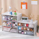 elvesmall Desktop Kawaii Cosmetic Stationery Storage Box Ins Free Combination Stackable Plastic Drawer Home Office Desk Storage Organizer