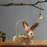 elvesmall  Artificial Straw Easter Rabbit Holiday Wedding Indoor Outdoor Festival Supplies Decoration Rabbit Doll Animal Model Filled Eggs