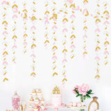 elvesmall 13 Ft Mirror Gold Paper Leaf Garlands Leaves Streamer Decorations Hanging for Gold Birthday Baby Shower Wedding Xmas Party Decor