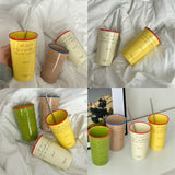 elvesmall Luxury Korean Coffee Cup With Straw Aesthetic Ceramic Mug For Tea Milk Water Juice Mocha Lover Breakfast Cup Birthday Gift 450ml