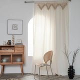 elvesmall Home Decoration Curtains Living Room Bedroom Semi-shading Bay Window Curtain American Solid Color Woven Polyester Cotton Fabric