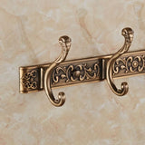 elvesmall New Antique Relief Wall Mounted Coat Hook 5-row Clothes Hooks Behind-door Bag Key Storage Rack Bathroom Towel Rack 2023