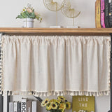 elvesmall Nordic Style Short Curtains Solid Cotton Linen Lace Hem Half Tulle Curtain Wine Cabinet Door Kitchen Window Small Curtains