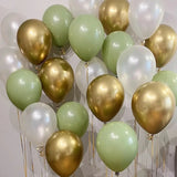 elvesmall 30pcs 10inch Retro Dark Green Chrome Gold Latex Balloons Baby Shower Wedding  Anniversary Birthday Party Decoration DIY Supplies