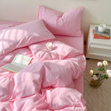 elvesmall Soft Pink Bedding Sets Duvet Cover Set Bedclothes Bedspread Pillowcases Single Double Queen Size Bed Sheet Sets For Girls