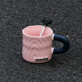 elvesmall  -  Modern Simple Coffee Ceramic Mug Milk fufu Collider with Handle Water Cup Household Breakfast Oatmeal Milk Cup