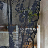 elvesmall Black Floral Lace Pull Curtain Roman Lifting Sheer Voile Drape Door Small Window Kitchen Porch Partition