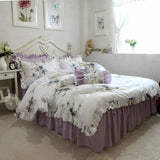 elvesmall Egyptian Cotton Bedding Set Luxury Flowers Printing Quilted Princess Duvet Cover Bedspread Bed Skirt Pillowcases Home Textile