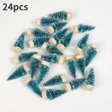 elvesmall 24pcs, Mini Christmas Sisal Snow Frost Tree with Wooden Bottling Brush - Perfect Desktop Tree for Christmas Party and Home Decor