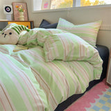 elvesmall Brown Stripe Bedding Comforter Set Pillowcase bed sheet Single Full Size Bed Linen Duvet Cover Set Queen/King Double Single Bed