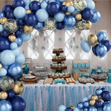 elvesmall Blue Metallic Balloons Garland Kit Gold Confetti Balloon Arch Birthday Party Decoration Kids Wedding Birthday Baby Shower Boy