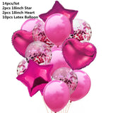elvesmall 14pcs Rose Gold Mix Star Heart Confetti Latex Balloons Birthday Party Decorations Kids Adult Wedding Anniversary Globos Supplies