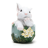 elvesmall 5.3 Inches Easter Bunny Eggs Resin Statue Collectibles Decorations for Home Decor Rabbit Gift