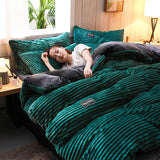 elvesmall 3pcs duvet cover Winter Warm Bedding sets Double Quilt Cover king Twin queen size bed thick Flano Coral Fleece with pillowscase