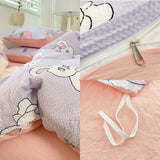 elvesmall Ins Floral Style Bedding Set No Filler Breathable Seersucker Soft Single King Size Duvet Cover Flat Fitted Sheet Pillowcase Set