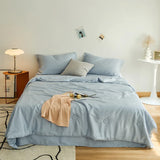 elvesmall Amazing Quality Silk Solid Color Home Bedding Set Duvet Cover Pillow Case Bed Sheet Quilt Cover Set