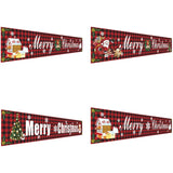 elvesmall  Large Merry Christmas Banner Red Plaid Yard Christmas Banner Christmas Decorations for Outdoor Indoor Xmas Party Decor 296x48cm