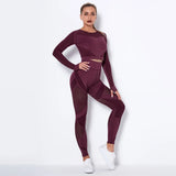 srczz Hollow Out Seamless Yoga Set Sport Outfits Women Black Two 2 Piece Crop Top Bra Leggings Workout Gym suit Fitness Sport Sets