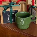 elvesmall  -  Cute niche cartoon puppy coffee cup gentle milk coffee autumn and winter mug ceramic cup couple's cups gift Milk Cup tea set