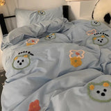 elvesmall Ins Gentle Yellow Bedding Set Hot Air Balloon Duvet Cover Soft Queen Full Twin Size Flat Bed Sheet Quilt Cover Pillowcase Kawaii