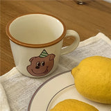 elvesmall  -  300ml Bear Dog Ceramic Cups Ceramic Funny Cartoon Animal Tea Milk Cup Girl Heart Cartoon Mug Couple Breakfast Water Cup Milk Cup