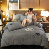 elvesmall 3pcs duvet cover Winter Warm Bedding sets Double Quilt Cover king Twin queen size bed thick Flano Coral Fleece with pillowscase