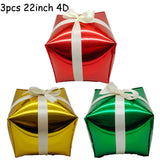 elvesmall 22inch Red Green Christmas Gift Boxes Foil Balloons Lollipop Canes Ball Xmas Decoration Party Favor Christmas Decoration Air Glo