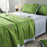 elvesmall  4pcs Satin Sheets Set Luxury Silky Satin Bedding Set with Deep Pocket, 1 Duvet cover+ 1 Flat Sheet + 2 Pillowcases