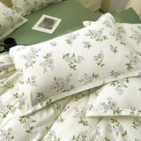 elvesmall Floral Printed Duvet Cover Set with Sheet Pillowcases No Filling Warm Cute Cartoon Bed Linen Full Queen Size Home Bedding Set