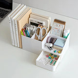 elvesmall ABS Desk Office Organizer Storage Holder Desktop Pencil Pen Sundries Badge Box Stationery Office School Supplies