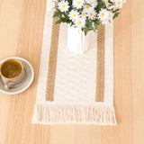 elvesmall Boho Table Runner for Home Decor Macrame Cream & Brown Farmhouse Table Runner with Tassels for Bohemian Dining Bedroom Decor