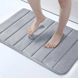 elvesmall Absorbent Bathroom Bath Mat Non-Slip Shower Rug Soft Memory Foam Kitchen Floor Carpet Coral Velvet Pad Home Decoration