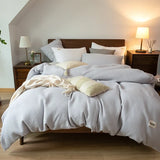 elvesmall Simple Waffle Lyocell Fiber and Cotton Bedding Set Queen Comfortable Breathable Duvet Cover Set Soft Skin-friendly Bedding Sets