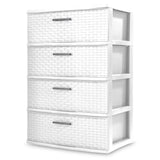 elvesmall Storage Box Organizer 4 Drawer Wide Weave Tower White/Espresso/Cement Optional