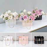 elvesmall 1Pcs Creative Hand Bag Shape Rose Flower Packaging Box Flower Shop Wedding Valentine's Day Birthday Gift Wrapping Paper Bag Box