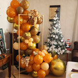 elvesmall 132Pcs Orange Balloons Garland Arch Kit Chrome Metallic Gold Brown Balloon for Baby Shower Bridal Shower Birthday Party Decor