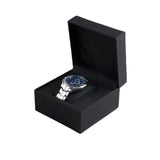 elvesmall  Black Matte PU Leather Square Clamshell Watch Storage Box Provide Free Logo Carving Service Personalized Logo Customization Gift